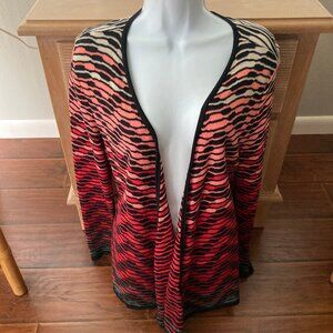 ZOZO Aztec Bohemian Red Black Pink Gray Open Cardigan Sweater Medium